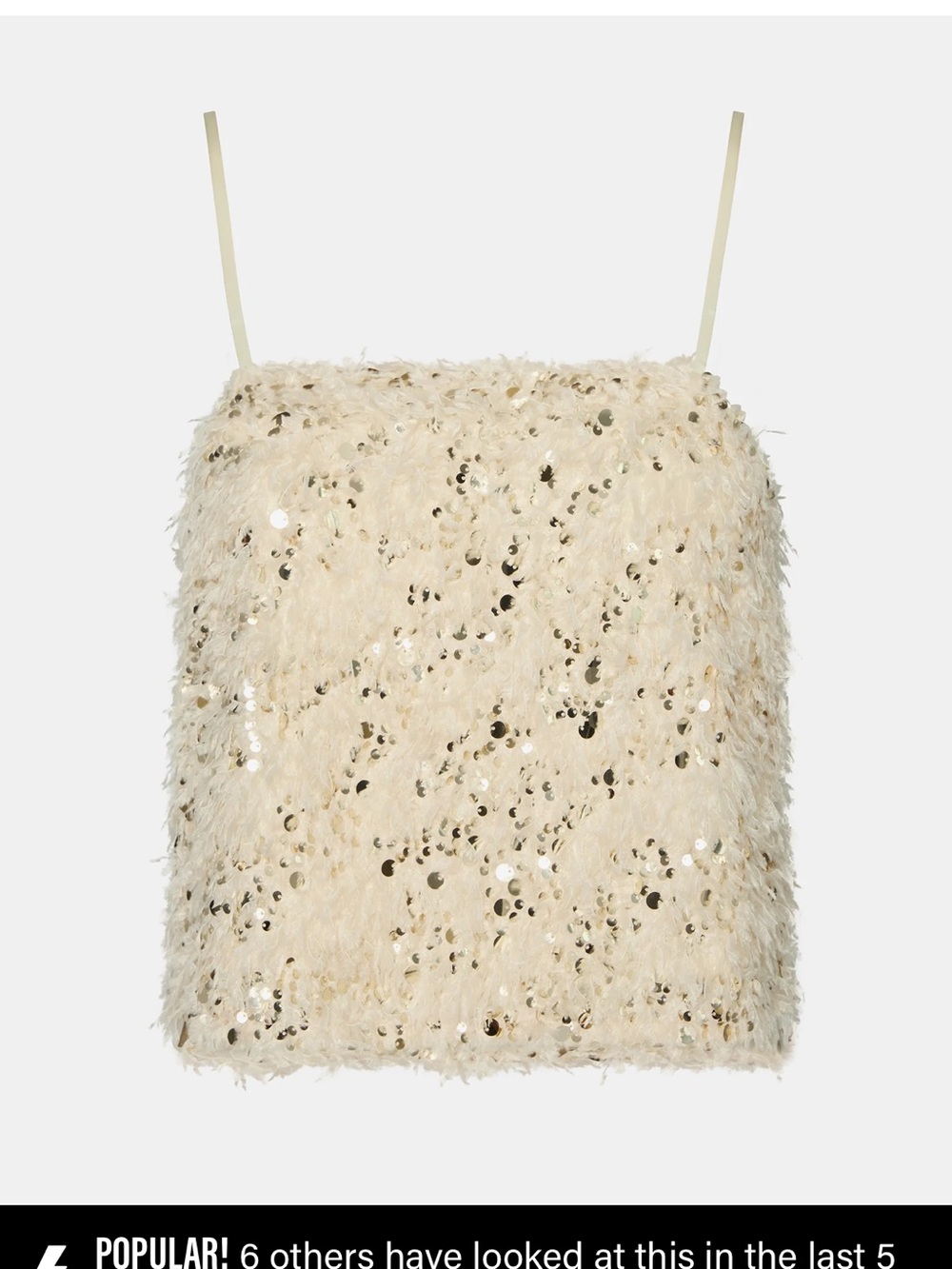 Steve Madden Ivory Sequin Feather-Trim Cami
